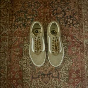 Tan and White Vans with Leather Laces